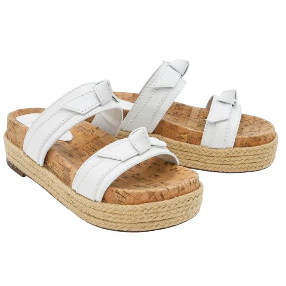 Alexandre Birman Clarita White Leather Knot Espadrille Slide Sandals Size 39